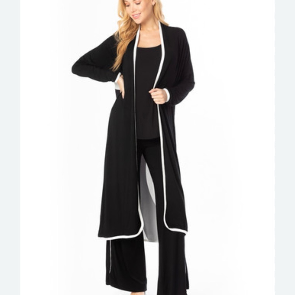 Kate Hill Black and White Open-Front Cardigan